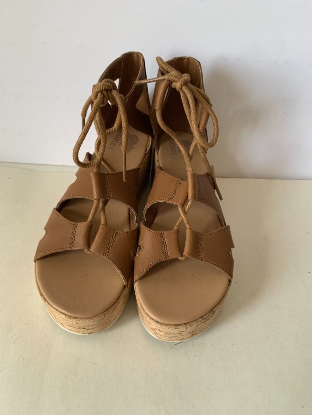 SOREL CAMERON LACE UP WOMENS PLATFORM SHOES SANDALS BROWN SIZE 8.5 WORN ONCE - Picture 7 of 14